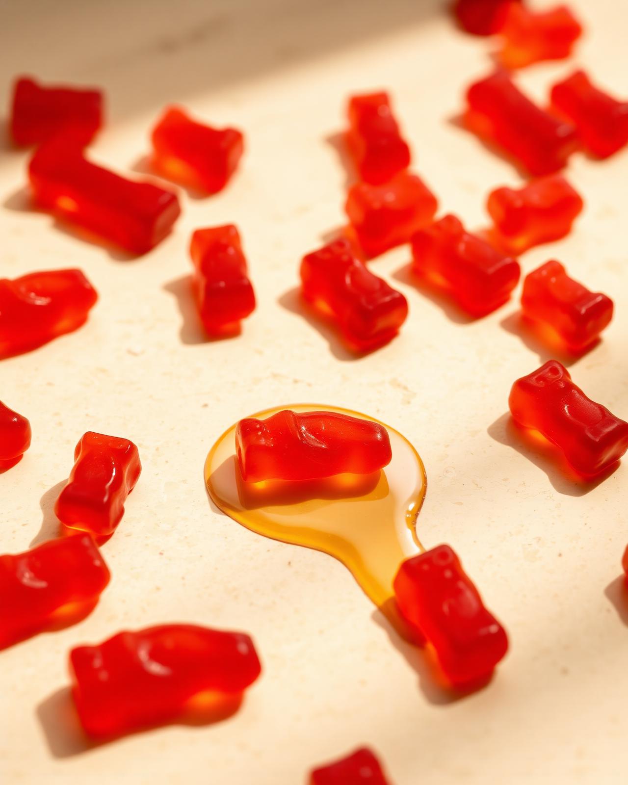 Goomee protein gummy bears with a drizzle of raw honey